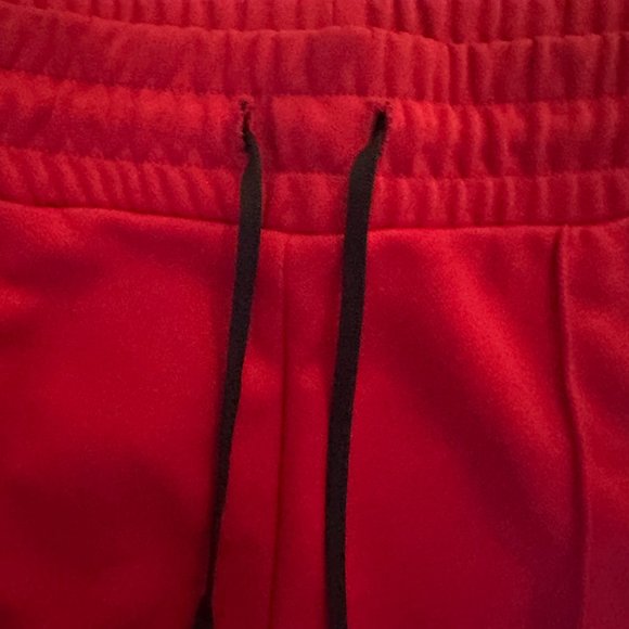 AMIRI Slim-Fit Tapered Leather-Trimmed Tech-Jersey Sweatpants - Red Size Medium - Picture 8 of 10